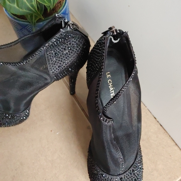 Le chateau | Black sparkly rhinestone & mesh women's high heels - Picture 4 of 9